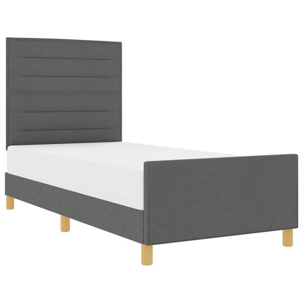 vidaXL Cadre de lit avec t&ecirc;te de lit Gris fonc&eacute; 90 x 200 cm tissu