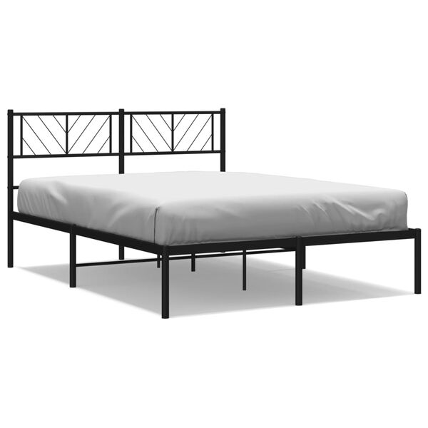 vidaXL Cadre de lit m&eacute;tal sans matelas avec t&ecirc;te de lit noir 120x200cm