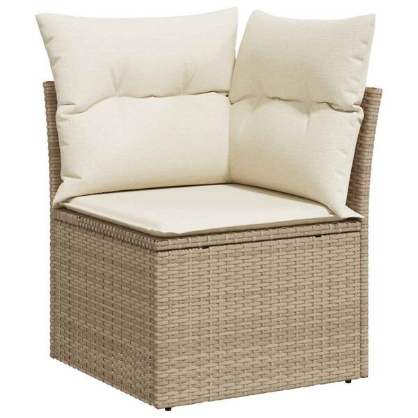 vidaXL Salon de jardin avec coussins 8 pcs beige r&eacute;sine tress&eacute;e acacia