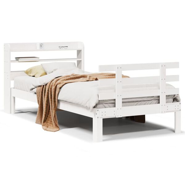 vidaXL Cadre de lit avec t&ecirc;te de lit sans matelas blanc 100x200 cm