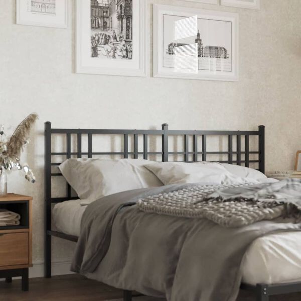 vidaXL T&ecirc;te de lit de remplacement m&eacute;tal noir 160 cm