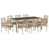vidaXL Ensemble de salle &agrave; manger pour jardin 9 pcs Beige polyrotin