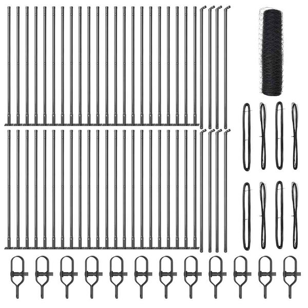 vidaXL Poteau de cl&ocirc;ture. Gris 100 x 0,6 m (maille de 36 mm)