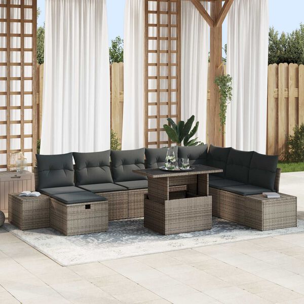 vidaXL Ensemble de canap&eacute; de jardin 11 pcs Gris Poly rotin