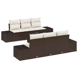vidaXL Ensemble de canap&eacute; de jardin 8 pcs Marron et Cr&egrave;me polyrotin