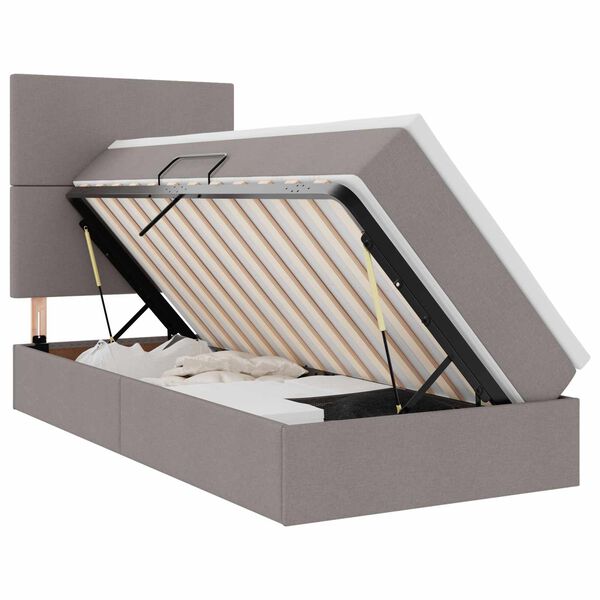 vidaXL Lit avec rangement et LED avec LED Taupe 90 x 190 cm Polyester