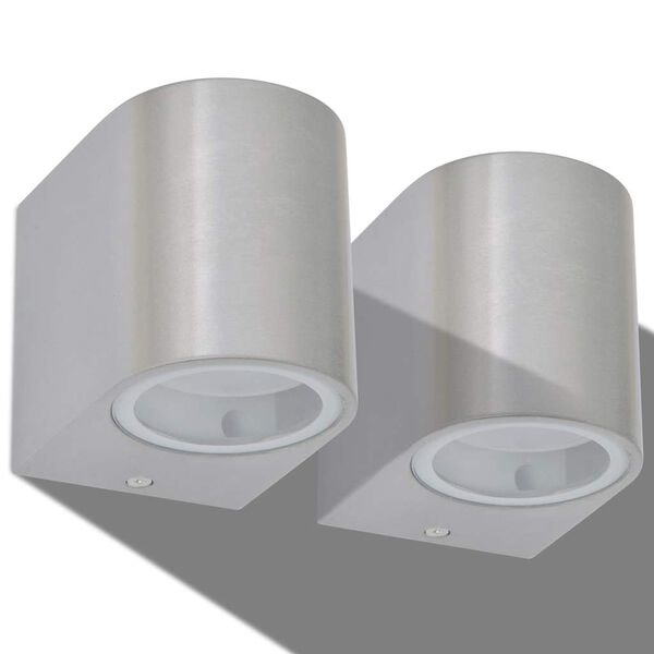 vidaXL Applique murale LED d'ext&eacute;rieur 2 pi&egrave;ces Ronde vers le bas