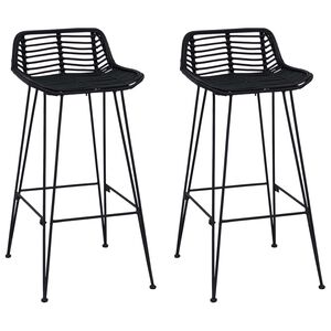 vidaXL Tabouret de bar 2 pcs Noir 44 x 46 x 91 cm Rattan et Acier