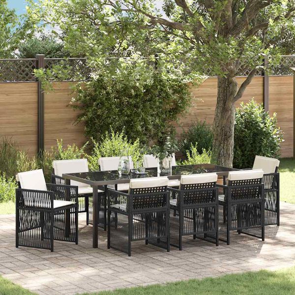 vidaXL Ensemble de salle &agrave; manger pour jardin 9 pcs Noir