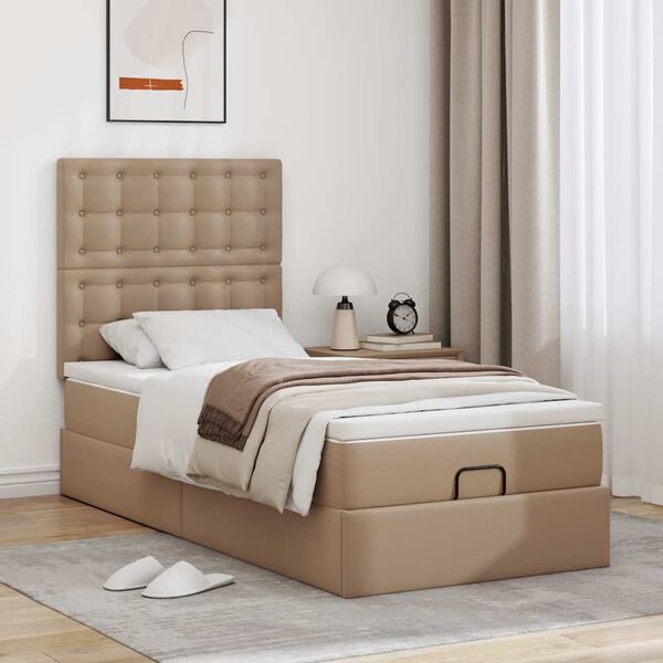VidaXL Lit ottoman et matelas cappuccino 90x200 cm similicuir