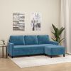 vidaXL Canap&eacute; &agrave; 3 places avec repose-pieds Bleu 180 cm Velours