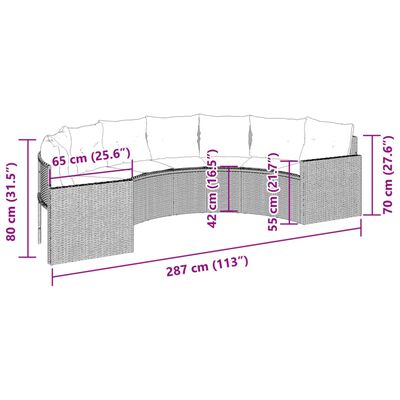 vidaXL Canapé de jardin avec coussins demi-rond beige résine tressée