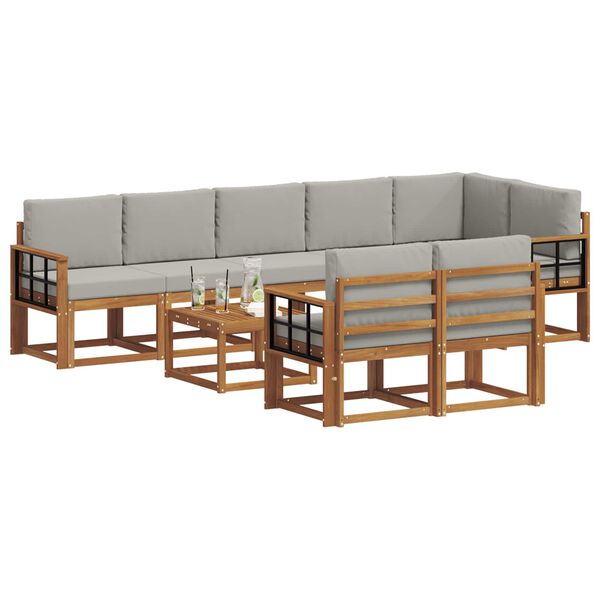 vidaXL Ensemble de canap&eacute;s d'ext&eacute;rieur 9 pcs Gris Naturel et Clair