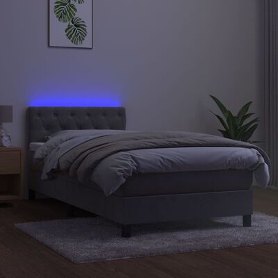 vidaXL Sommier à lattes de lit avec matelas et LED Gris clair 80x200cm