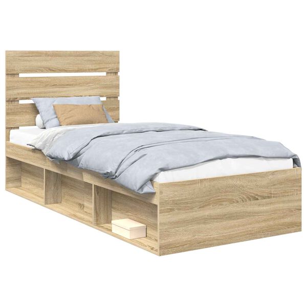 vidaXL Cadre de lit Sonoma 90 x 190 cm Bois de pin massif