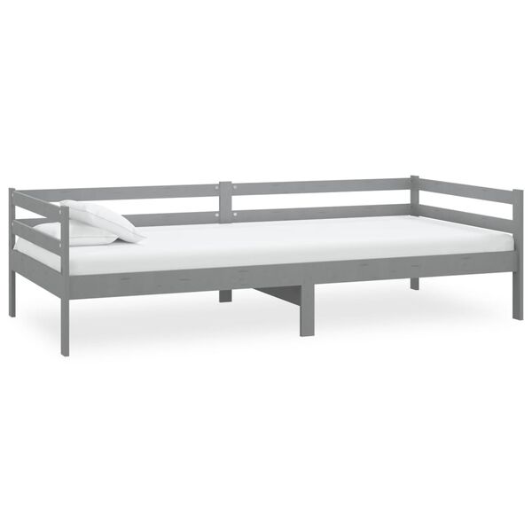 vidaXL Lit de repos avec matelas 90x200 cm Gris Bois de pin massif