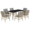 vidaXL Ensemble &agrave; manger de jardin coussins 7 pcs m&eacute;lange beige rotin