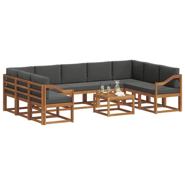 vidaXL Ensemble de canap&eacute;s d'ext&eacute;rieur 10 pcs Naturel et Anthracite