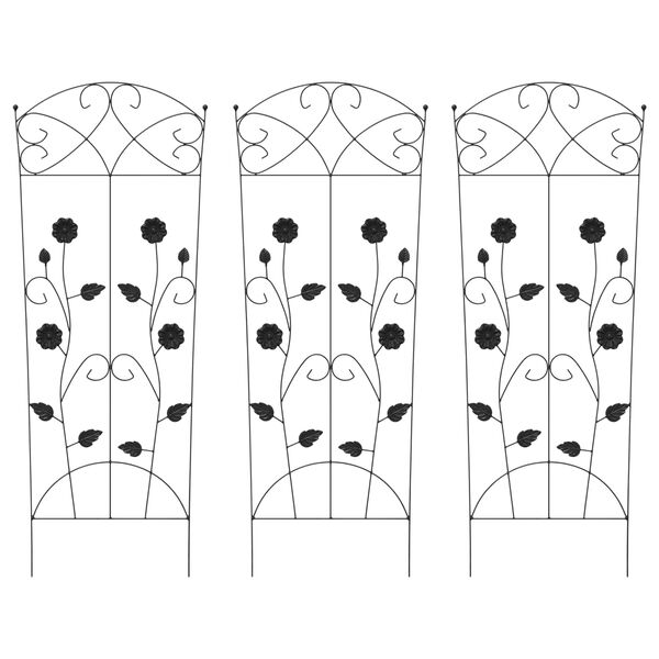 vidaXL Cl&ocirc;ture de jardin 3 pcs Noir 110,5 x 42,5 cm Acier