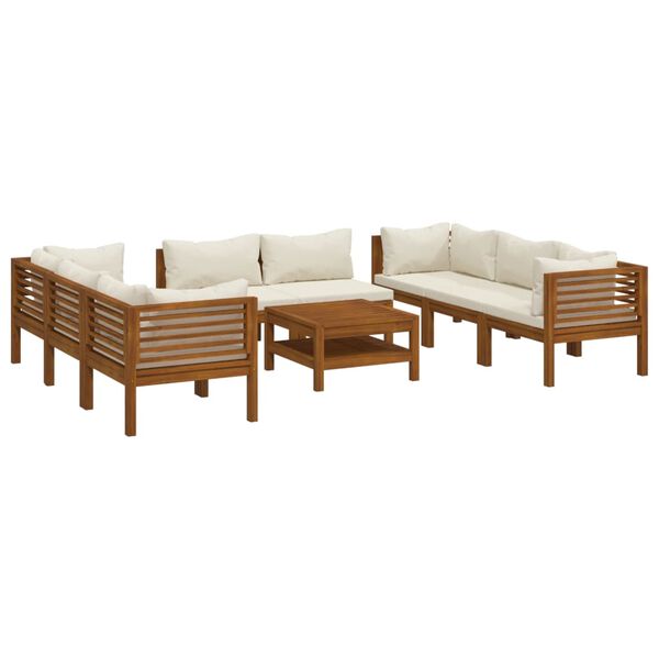 vidaXL Salon de jardin 9 pcs avec coussin Bois d'acacia solide