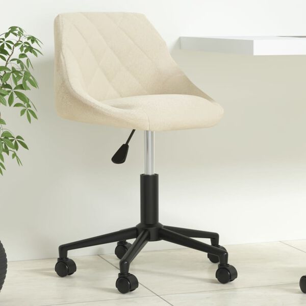 vidaXL Chaise pivotante de bureau Cr&egrave;me Velours