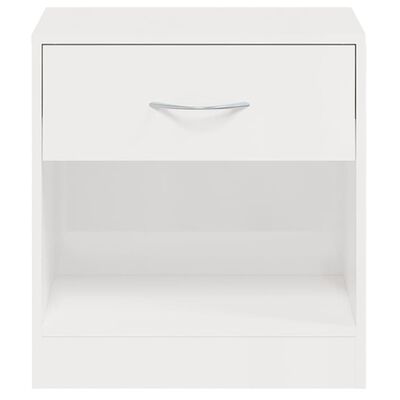 vidaXL Tables de chevet 2 pcs avec tiroir Blanc brillant