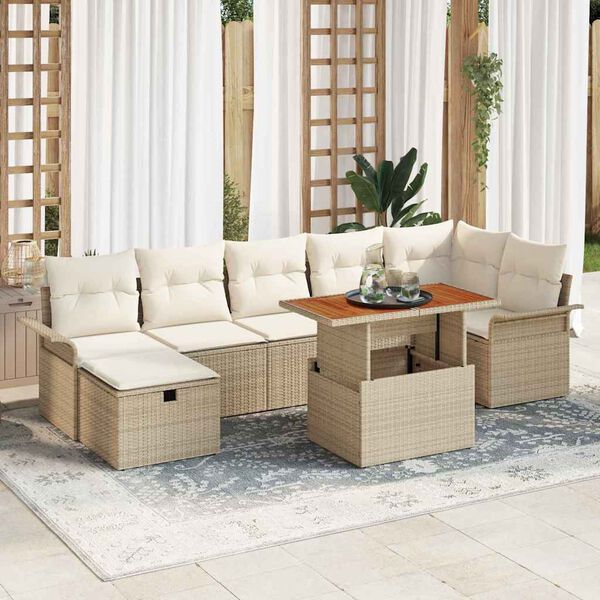 vidaXL Ensemble de canapé de jardin 8 pcs Beige Poly rotin