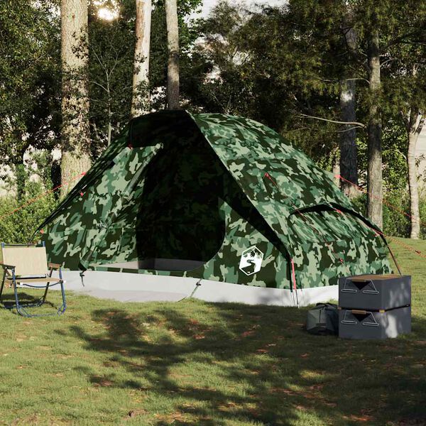 vidaXL Tente familiale &agrave; d&ocirc;me 6 personnes camouflage imperm&eacute;able
