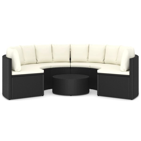 vidaXL Salon de jardin 7 pcs avec coussins R&eacute;sine tress&eacute;e Noir