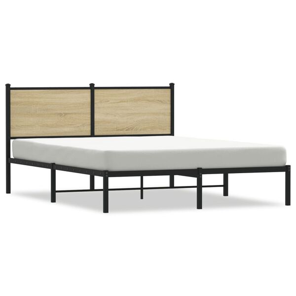 vidaXL Cadre de lit en m&eacute;tal sans matelas ch&ecirc;ne sonoma 140x190 cm