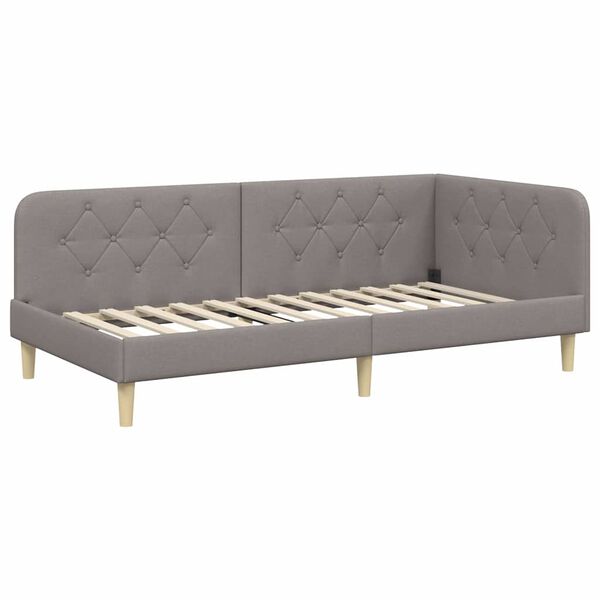 vidaXL Cadre de lit d'angle avec t&ecirc;te de lit Taupe 90 x 200 cm tissu