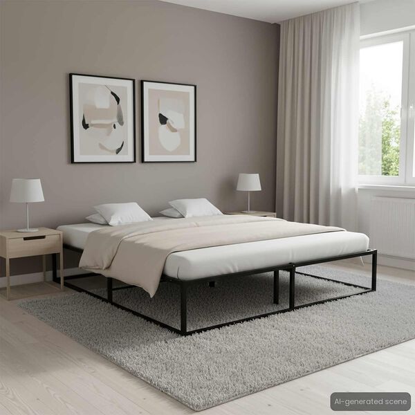 vidaXL Cadre de lit sans matelas noir m&eacute;tal 180x200 cm