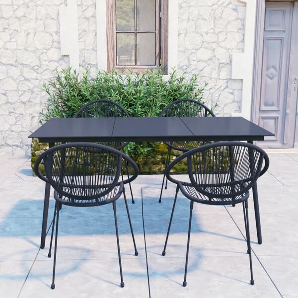 vidaXL Ensemble &agrave; manger d'ext&eacute;rieur 5 pcs Rotin PVC Noir