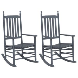 vidaXL Chaises &agrave; bascule si&egrave;ges incurv&eacute;s lot de 2 gris peuplier massif
