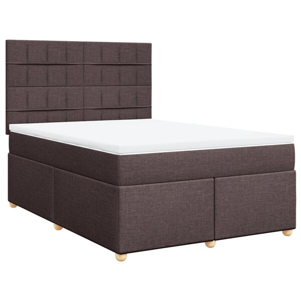 vidaXL Sommier &agrave; lattes de lit avec matelas Marron fonc&eacute; 140x200 cm