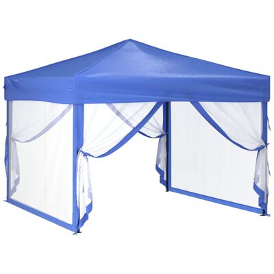 vidaXL Tente de réception pliable avec parois Bleu 3x3 m