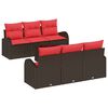 vidaXL Ensemble de canap&eacute; de jardin 7 pcs Beige et Rouge polyrotin
