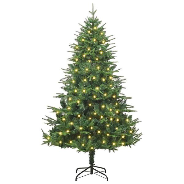 vidaXL Sapin de No&euml;l artificiel pr&eacute;-&eacute;clair&eacute; Vert 180 cm PVC et PE
