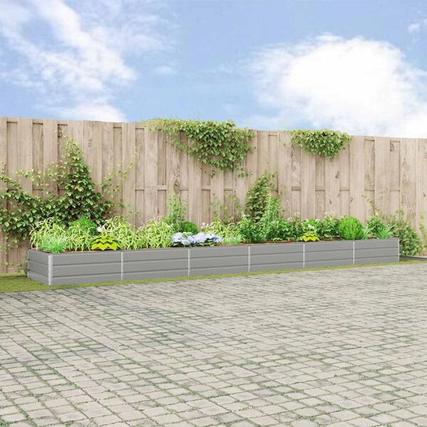 vidaXL Jardini&egrave;re Gris clair 195 x 100 x 45 cm Acier galvanis&eacute;