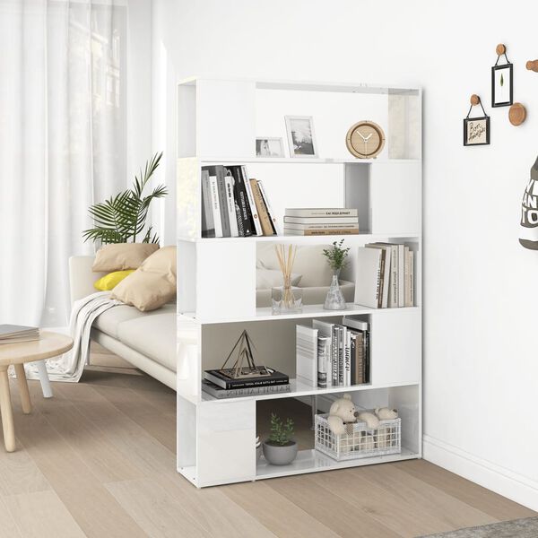 vidaXL Biblioth&egrave;que s&eacute;parateur de pi&egrave;ce blanc brillant bois ing&eacute;nierie