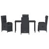 vidaXL Ensemble de salle &agrave; manger pour jardin 5 pcs Noir polyrotin