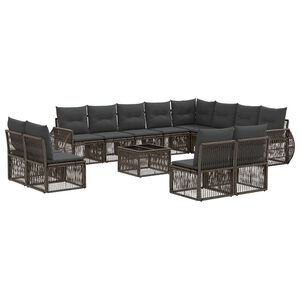 vidaXL Ensemble de canap&eacute; de jardin 13 pc Gris et Gris fonc&eacute; polyrotin