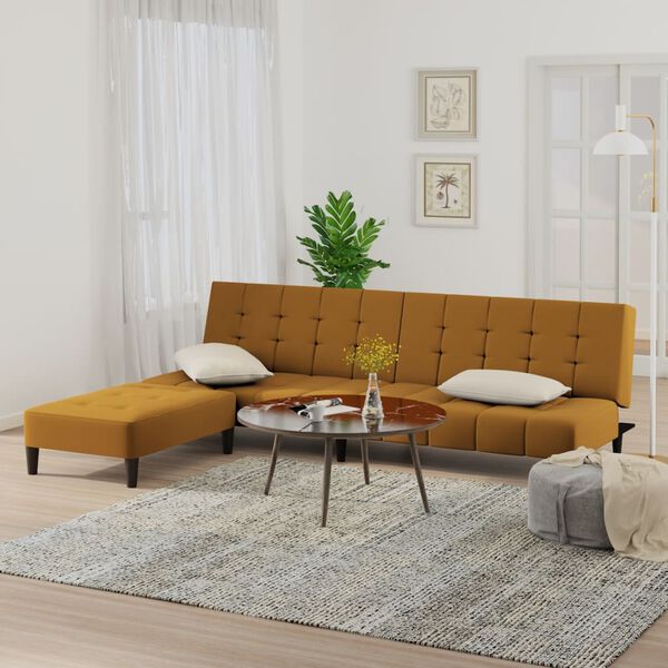vidaXL Canap&eacute;-lit &agrave; 2 places avec repose-pied Marron Velours