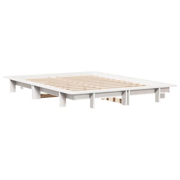 vidaXL Cadre de lit sans matelas blanc 135x190 cm bois de pin massif