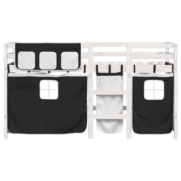 vidaXL Lit mezzanine enfants avec rideaux sans matelas 90x190 cm