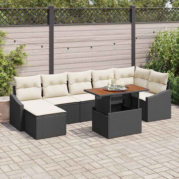 vidaXL Ensemble de salle &agrave; manger pour jardin 8 pcs Noir et Cr&egrave;me
