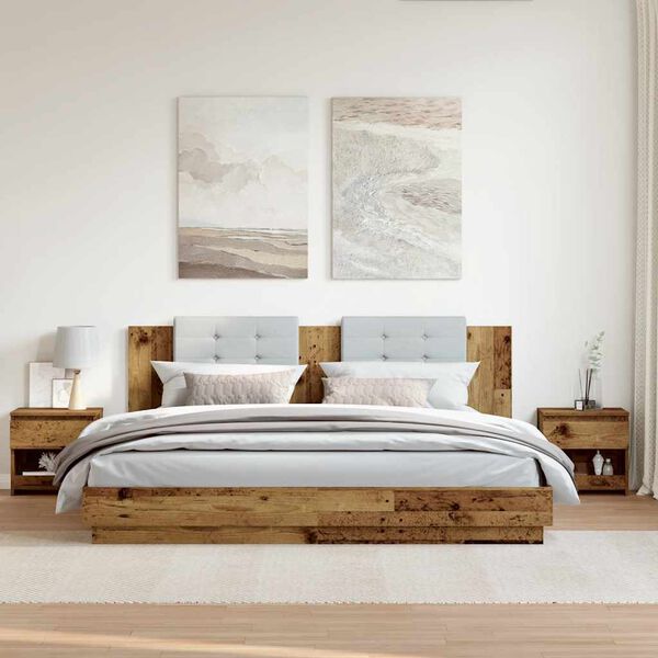 vidaXL Tables de chevet 2 pcs vieux bois 40x30x39 cm bois ing&eacute;nierie