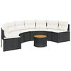 vidaXL Canap&eacute; de jardin table coussins demi-rond noir r&eacute;sine tress&eacute;e
