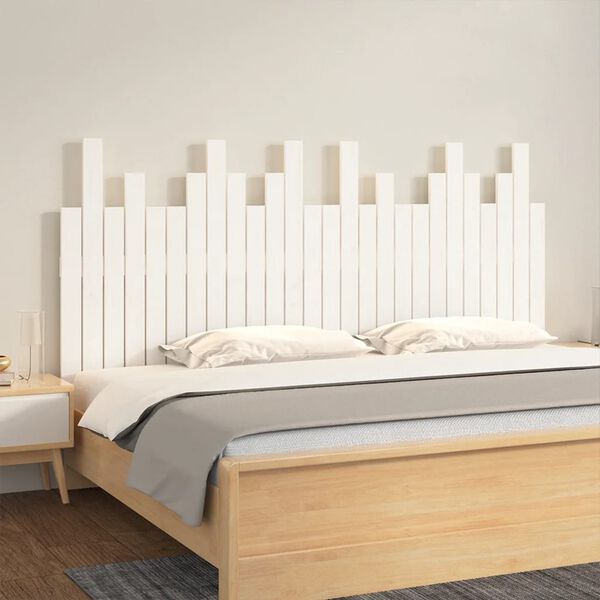 vidaXL T&ecirc;te de lit murale Blanc 166x3x80 cm Bois massif de pin