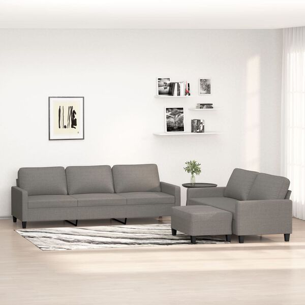 vidaXL Ensemble de canap&eacute;s 3 pcs avec coussins Gris fonc&eacute; Tissu